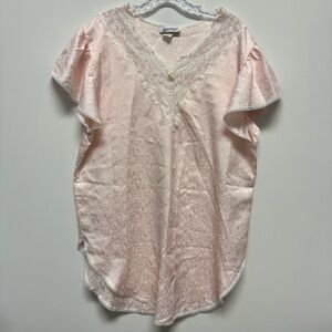 Vintage‎ Lily Of France Pale Pink Polyester Sateen Lace Trim Nightgown Sz Large